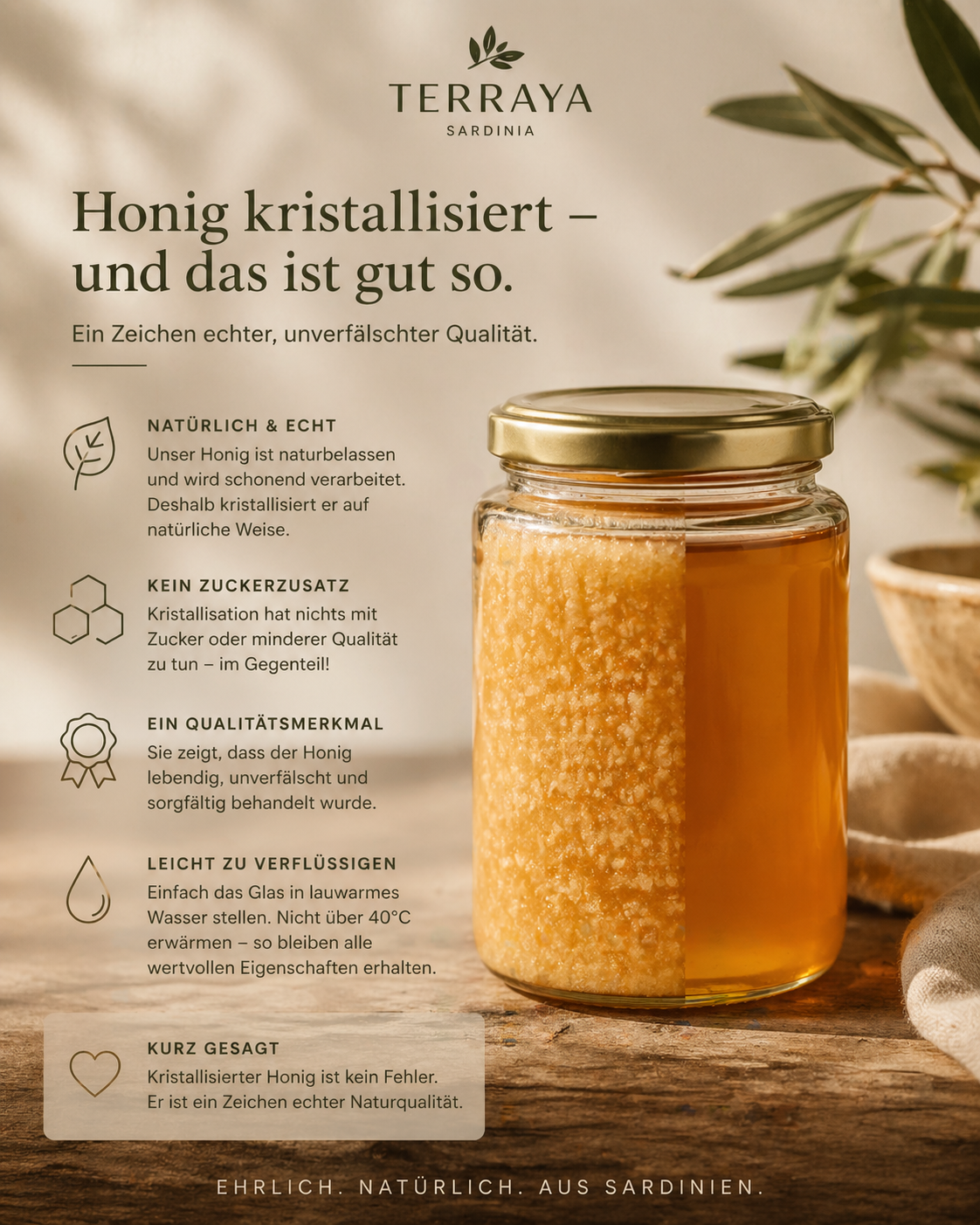 Honig kristallisiert – und genau das ist gut so