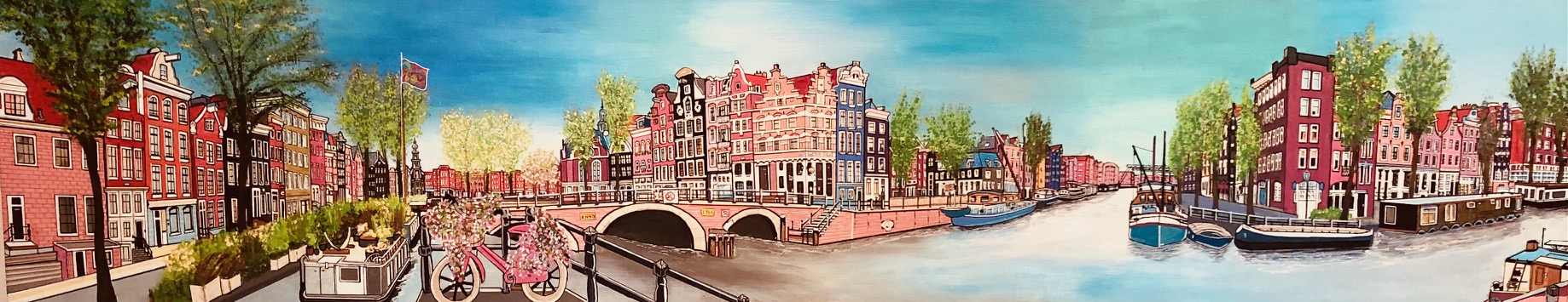 AMSTERDAM 750 LEKKERESLUIS 40x200 VERKOCHT. ALS GICLEE (=GECERT.REPRODUCTIE OP LINNEN)  EUR 425.
