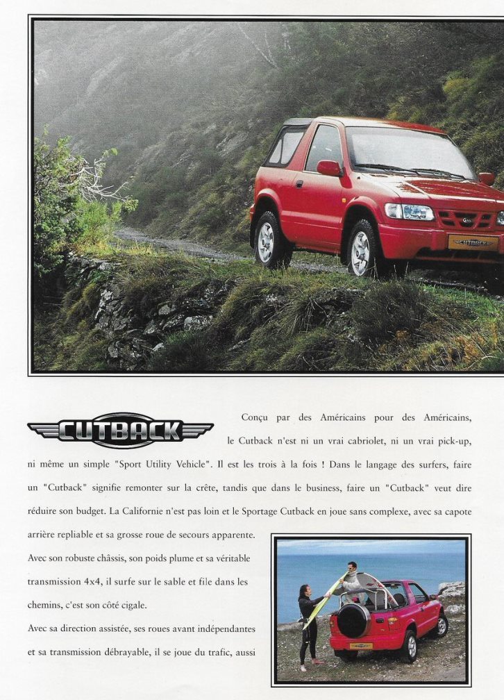 publicité pour le kia sportage cutback, version décapotable avec une capote kia sportage neuve