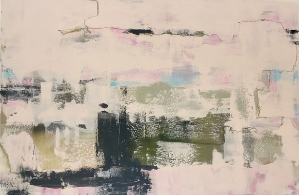 Acrylfarbe und Ölpastellkreide auf Leinwand 60 x 90 cm XL 