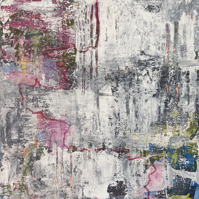 Acrylfarbe und Ölpastellkreide auf Leinwand 40 x 40 cm 