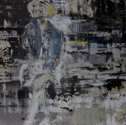 Acrylfarbe und Ölpastellkreide auf Leinwand 80 x 80 cm XL