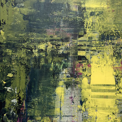 Acrylfarbe und Ölpastellkreide auf Leinwand 50 x 50 cm 