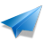 Icone bleue d’un pliage papier en forme de fusée exprime le message que l’on veut envoyer