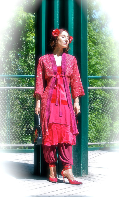 GLAMOROUS ME?! Strickkimono mit Pailetten und Stoffbordüre