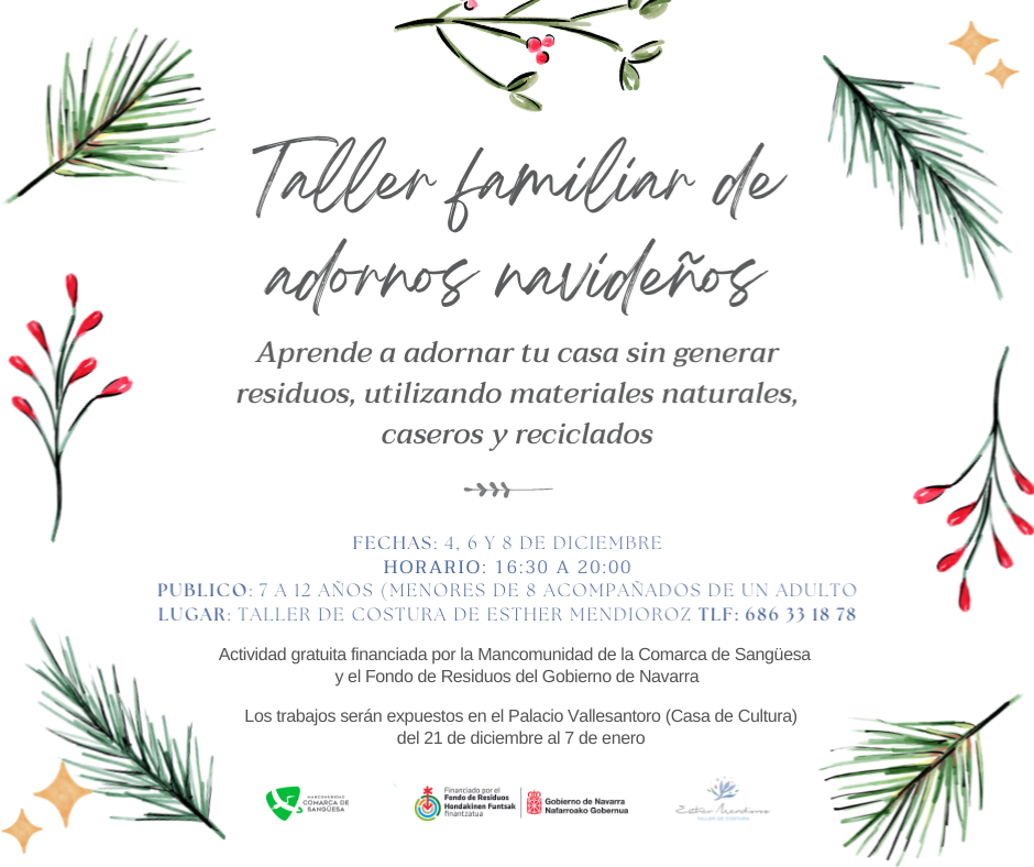 Taller familiar de adornos navideños. Aprende a adornar tu casa sin generar residuos, utilizando materiales naturales, caseros y reciclados