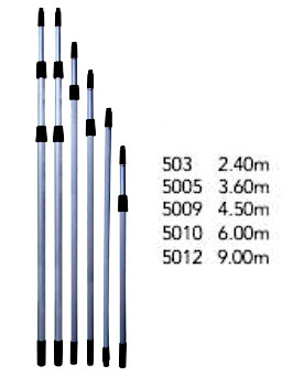 Extensión Telescópica de Aluminio. Medidas: 2.40 m / 3.6 m / 4.5 m / 6 m / 9 m. Wonderfultools