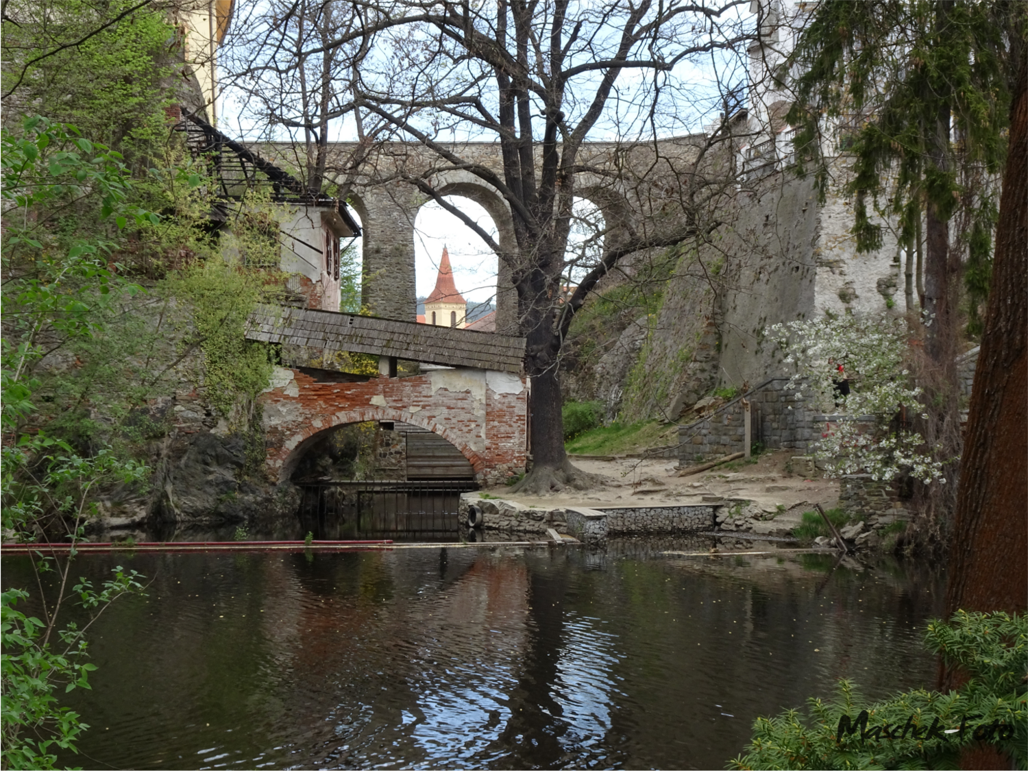 Krumau blick auf Brücke