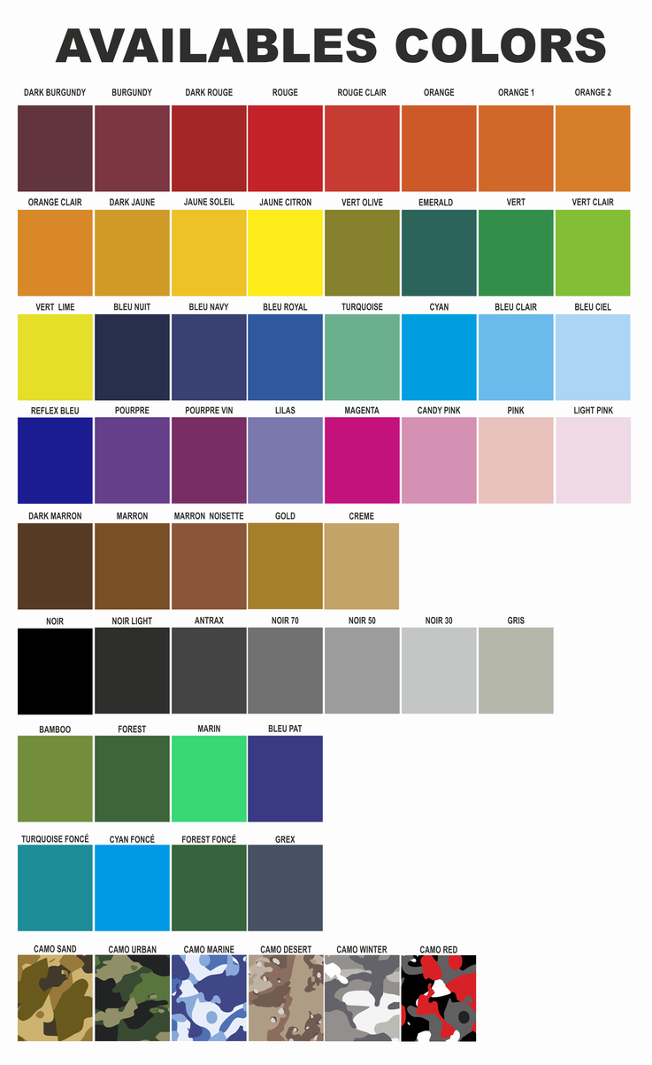 CUSTOM OUTFIT AVAILABLE COLORS
