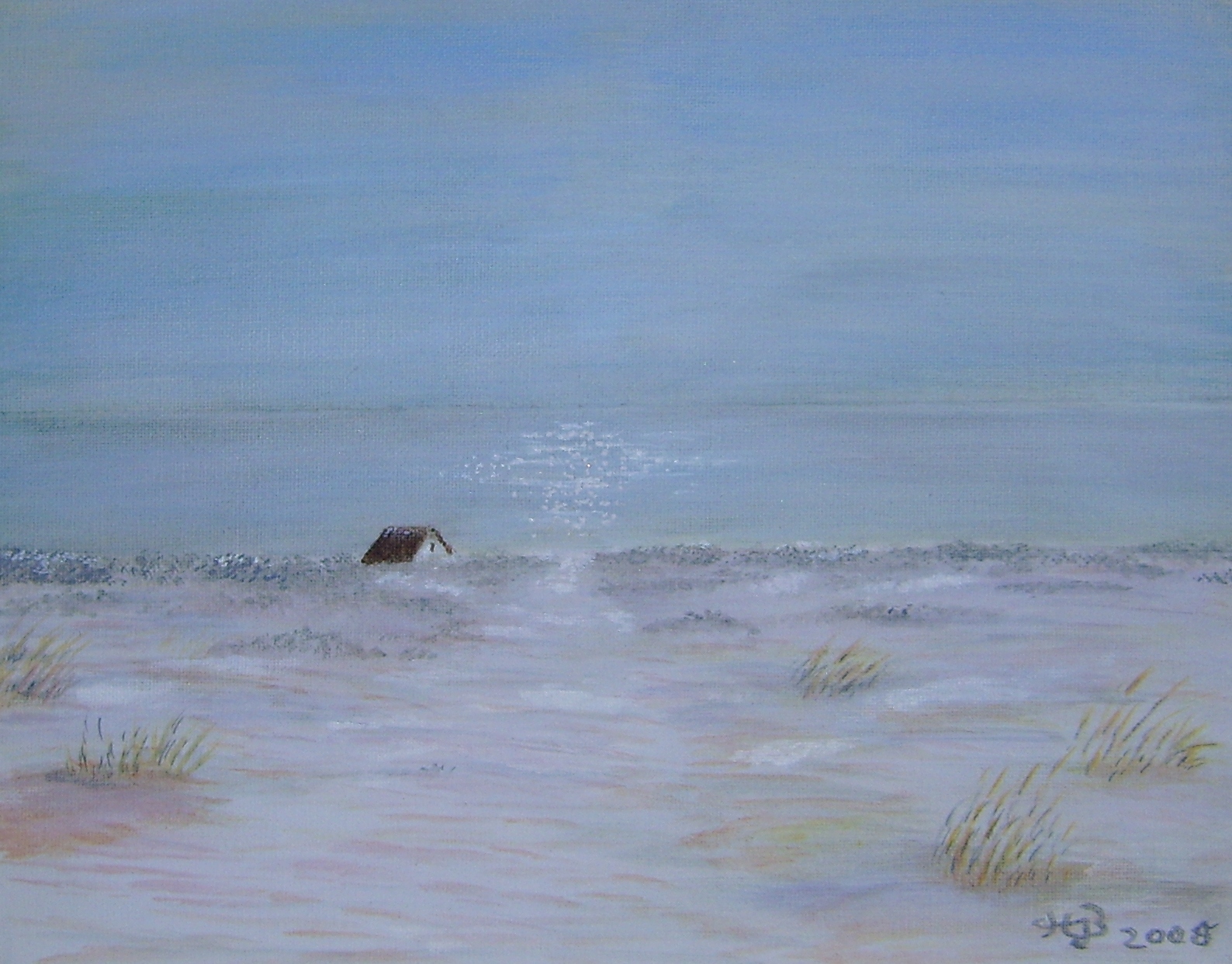 Haus am Meer, 2008, Acryl, 18 x 24 cm