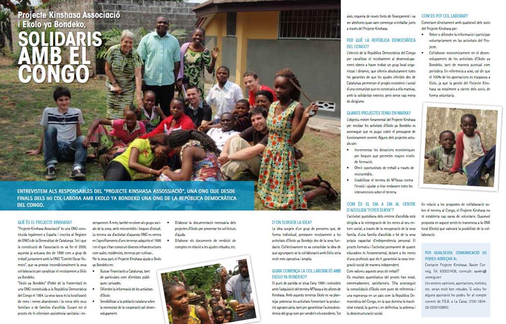 Projecte Kinshasa Associació i Ekolo ya Bondeko, solidaris amb el Congo