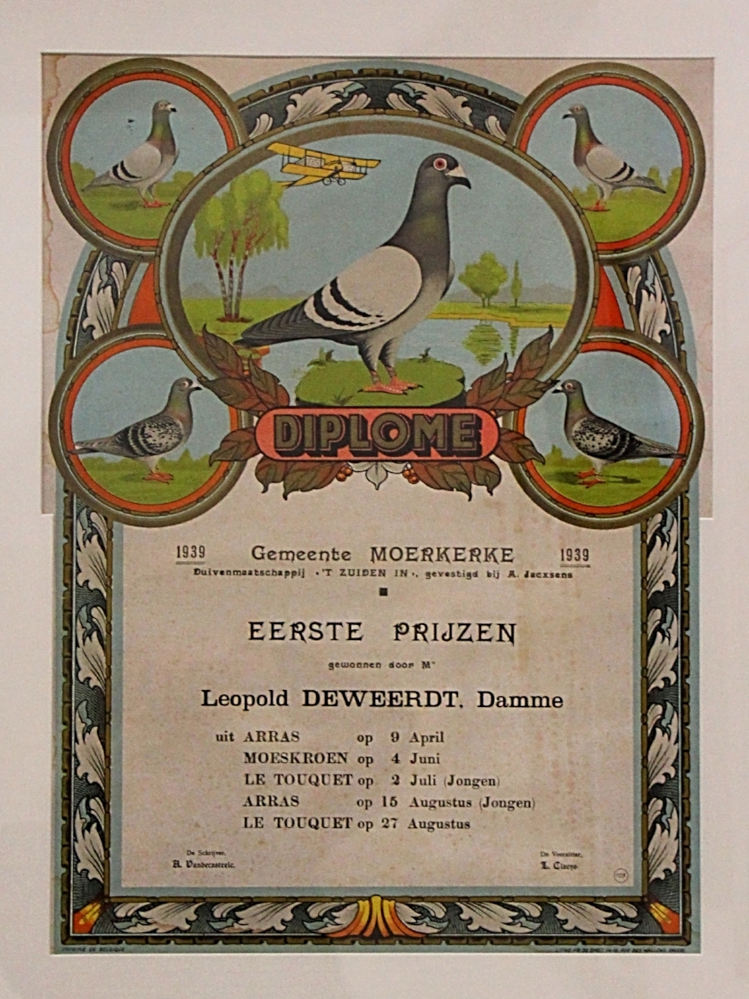 Auszeichnung der Gemeinde Damme (nähe Brügge/ Belgien) für 5 x 1. Preis im Jahr 1939