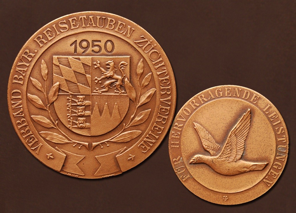 Bronzemedaille des Verbandes bayrischer Reisetauben-Züchtervereine aus 1950