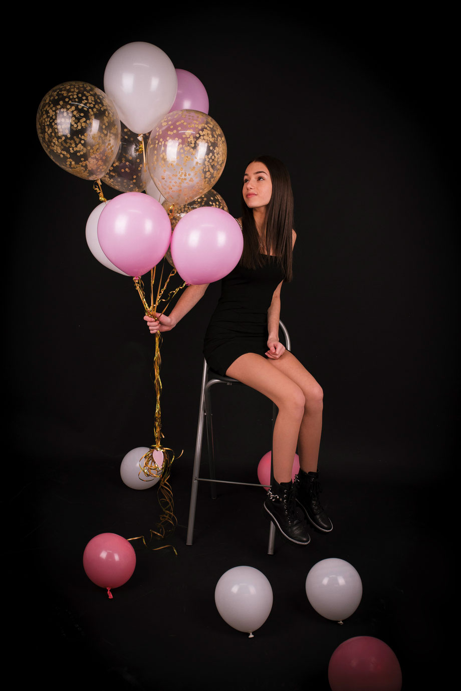 portrait of birthday with balloons