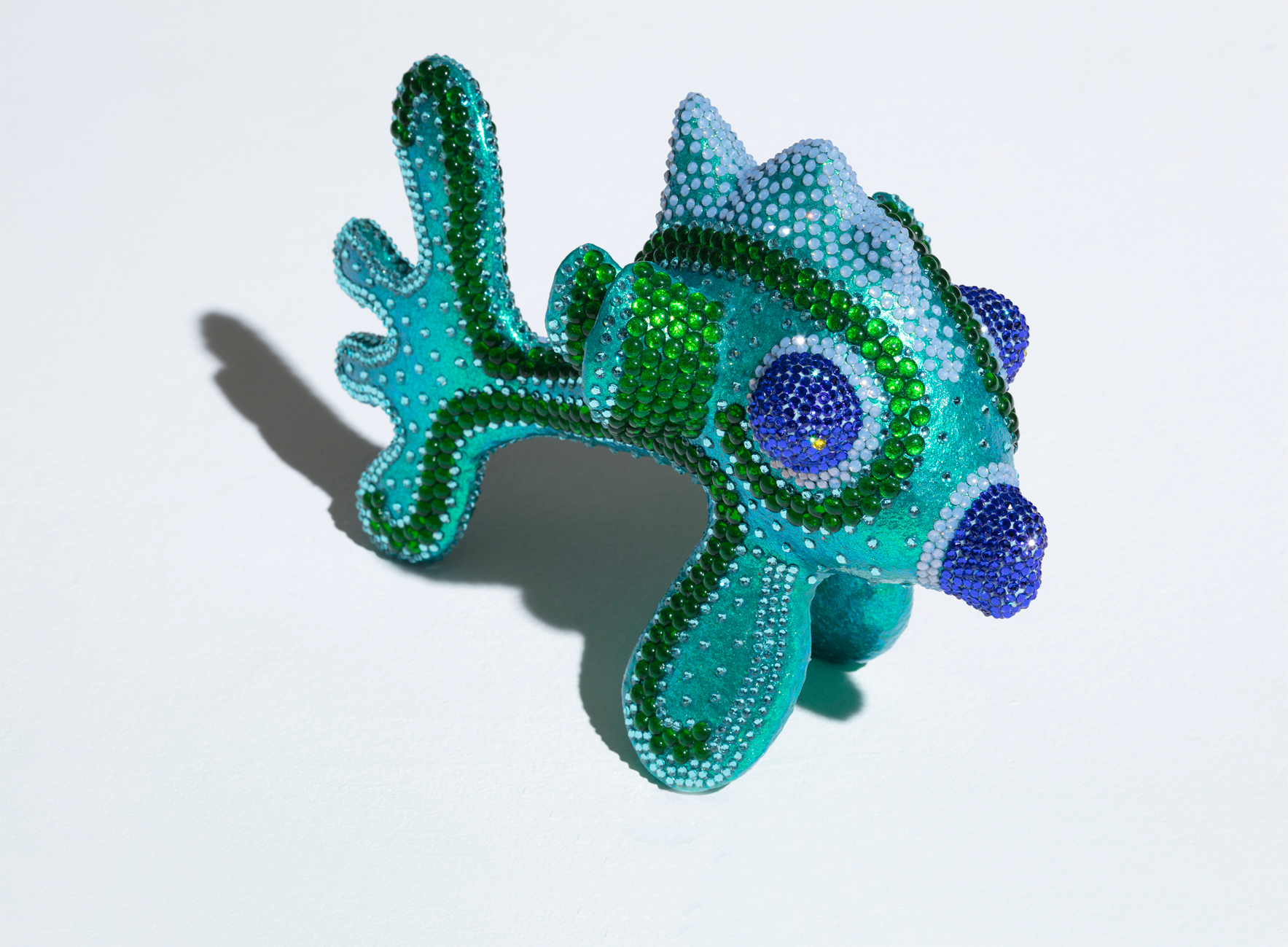 Fisch Smaragd besondere (geheime) Mixtur, Swarovskisteine, Glassteine, Unikat 2019, 24/20/33 cm 