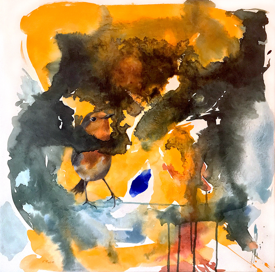 "Warm" Rotkehlchen 80 x 80 cm