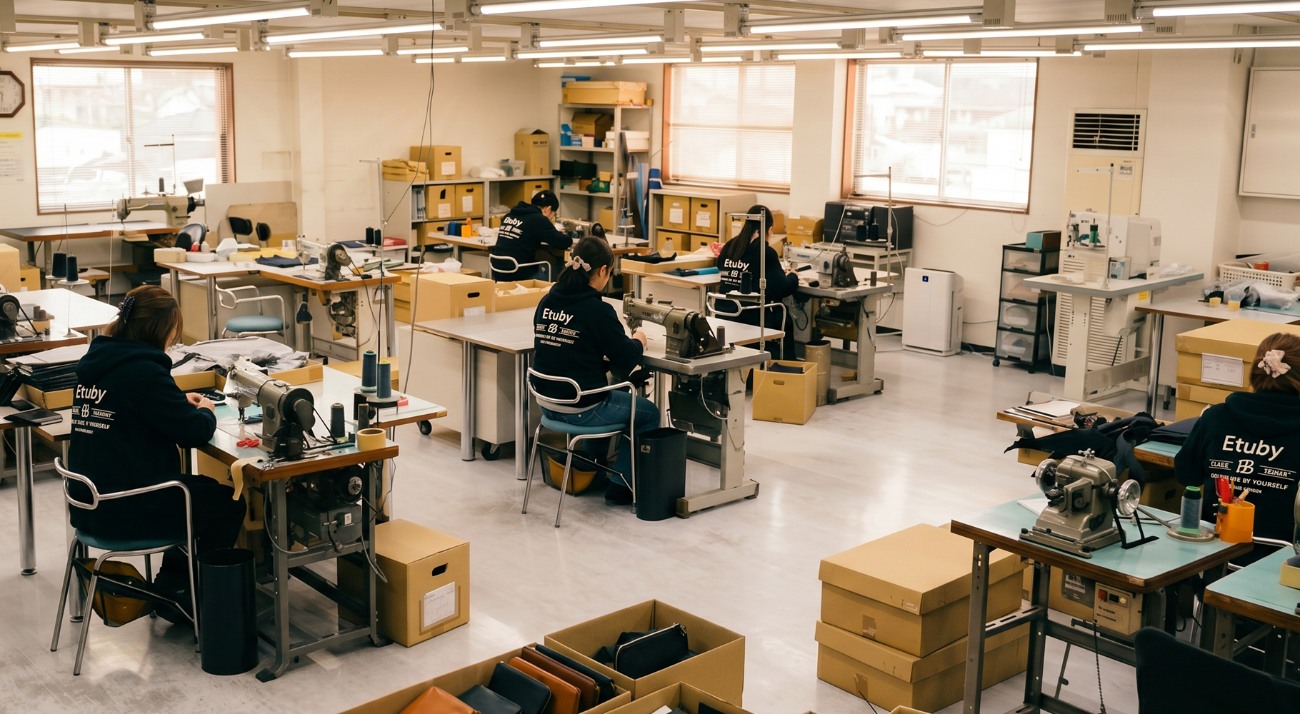ETUBYバッグを製造する名古屋の工房