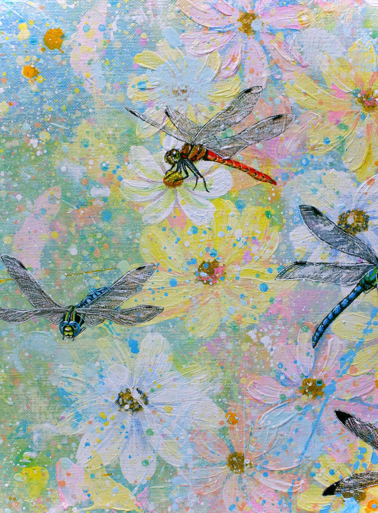 『 compassionate 』acrylic, 24k gold-leaf, platinum-leaf, mixed-media on canvas (80×50×3.5cm)