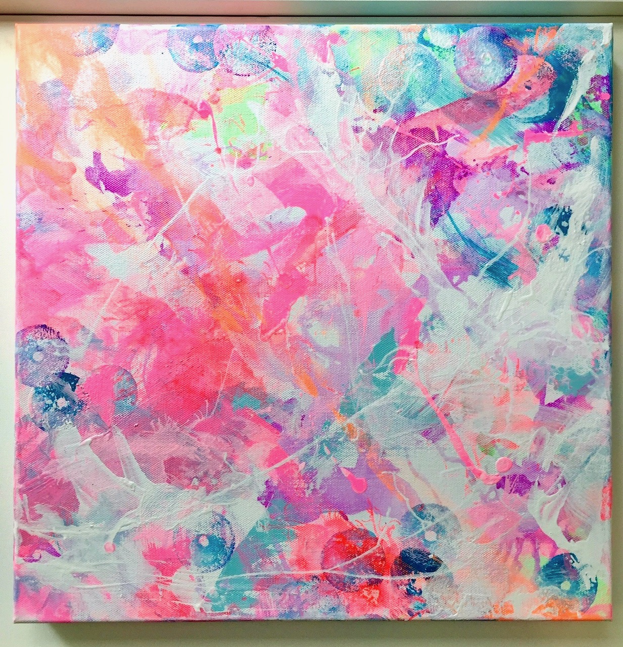 『 fenicottero 』acrylic on canvas (40.0cm×40.0cm×3.5cm)