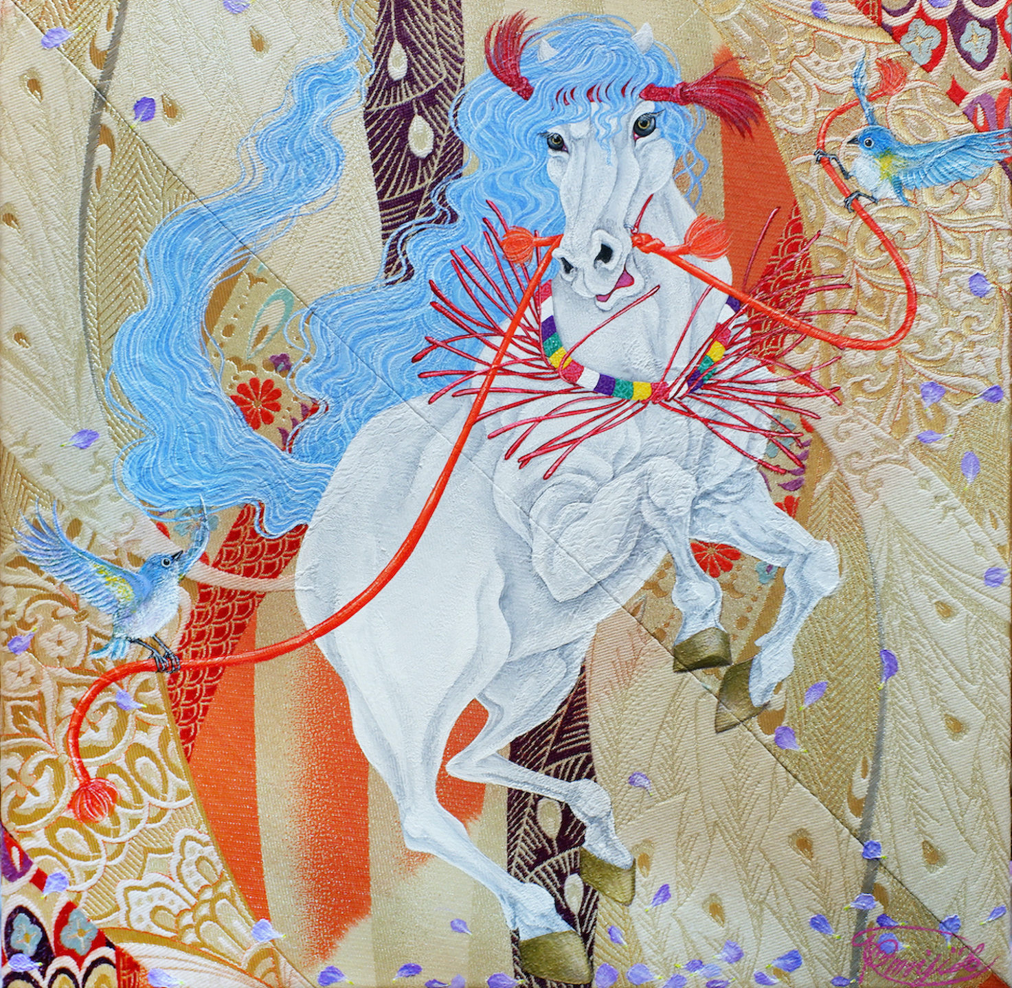 white horse, bird,　丙午、白馬、神馬