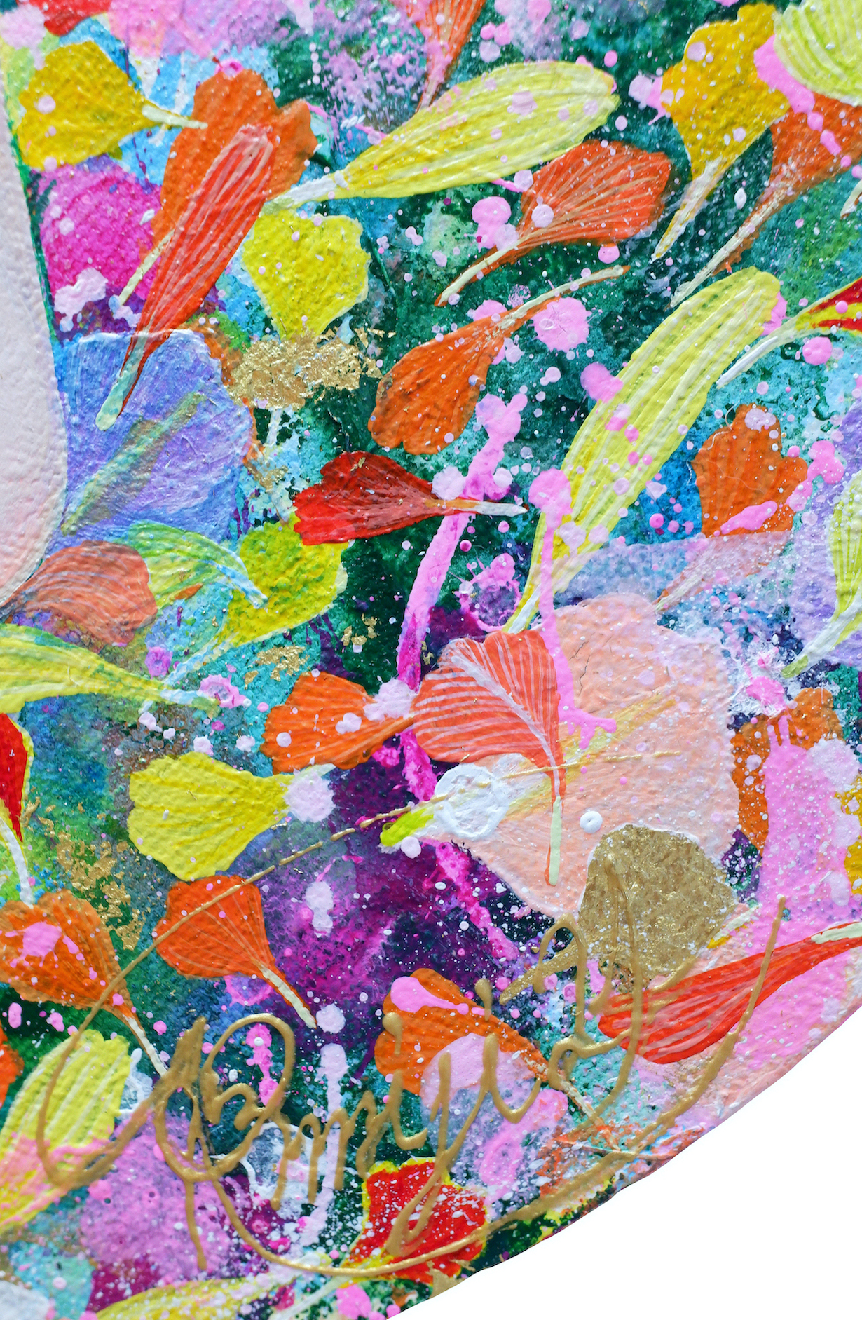 『 blissful day 』acrylic, 24k gold-leaf, mixed-media on canvas (φ40cm)