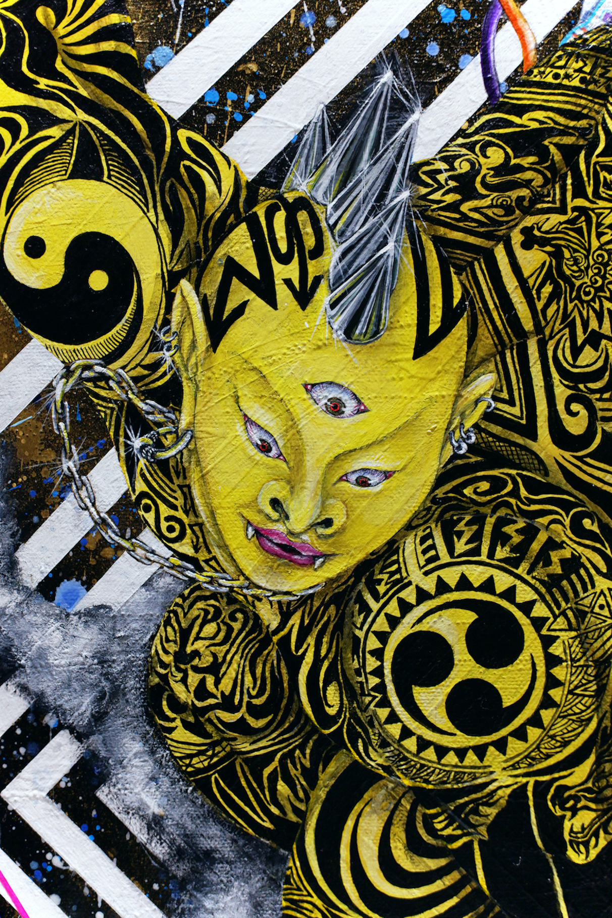 『 outrageous / 風神雷神 』acrylic, mixed-media on canvas (80.3×80.3cm/S25)