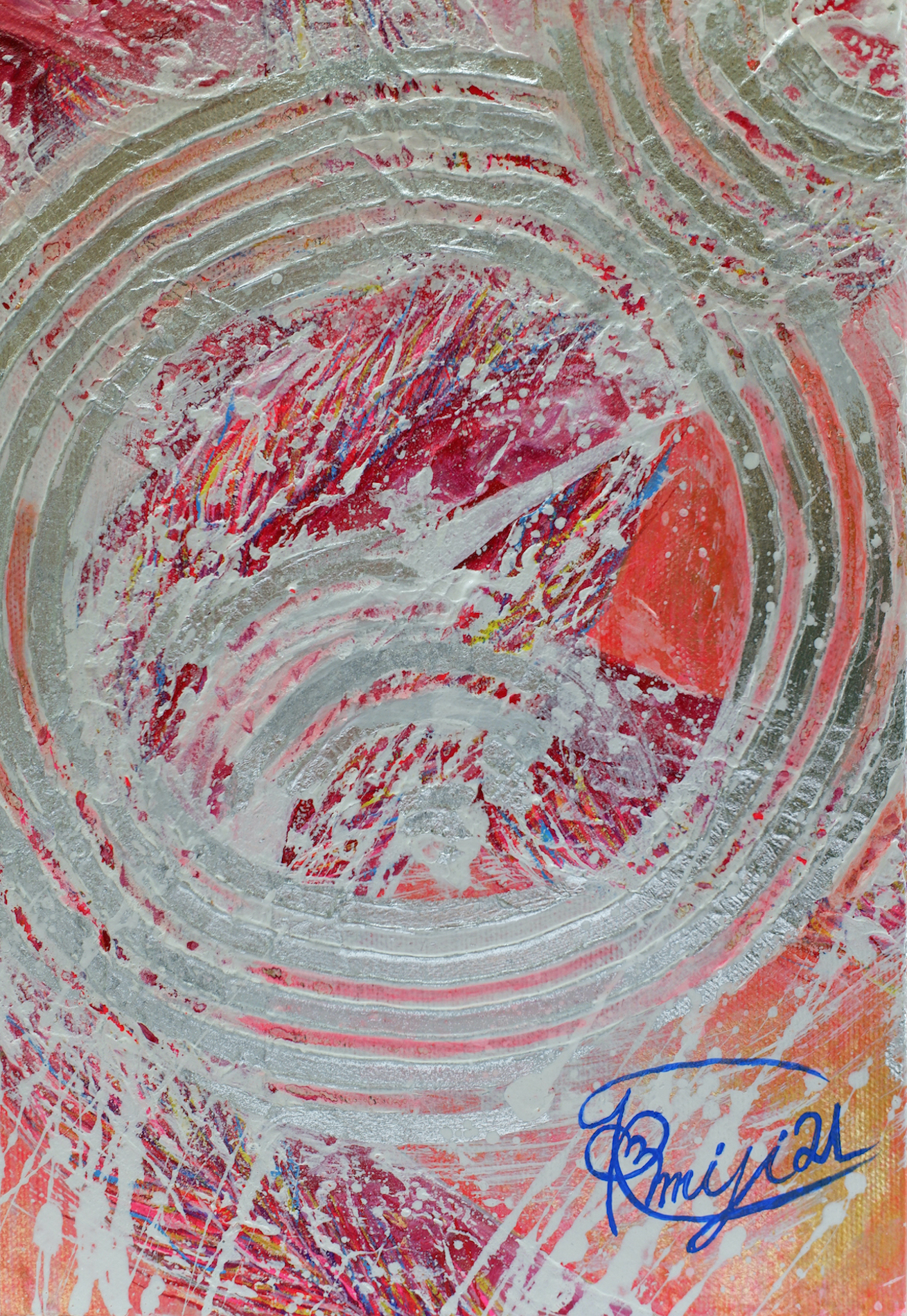 『 Félicitations 』acrylic, mixed-media, polycarbonate(mirror) on canvas (53.0cm×53.0cm/S10)