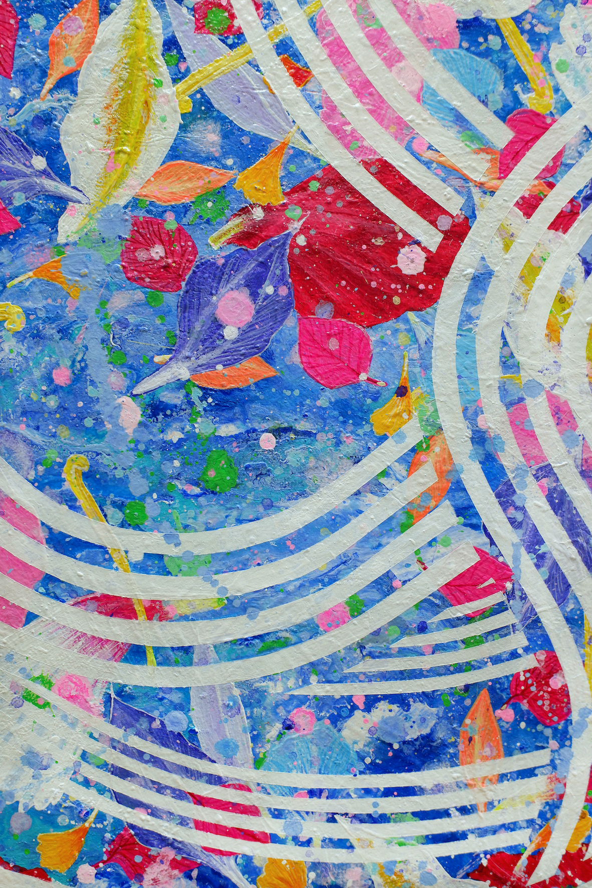 『 Summer breeze 』acrylic, mixed-media on canvas (φ40cm)