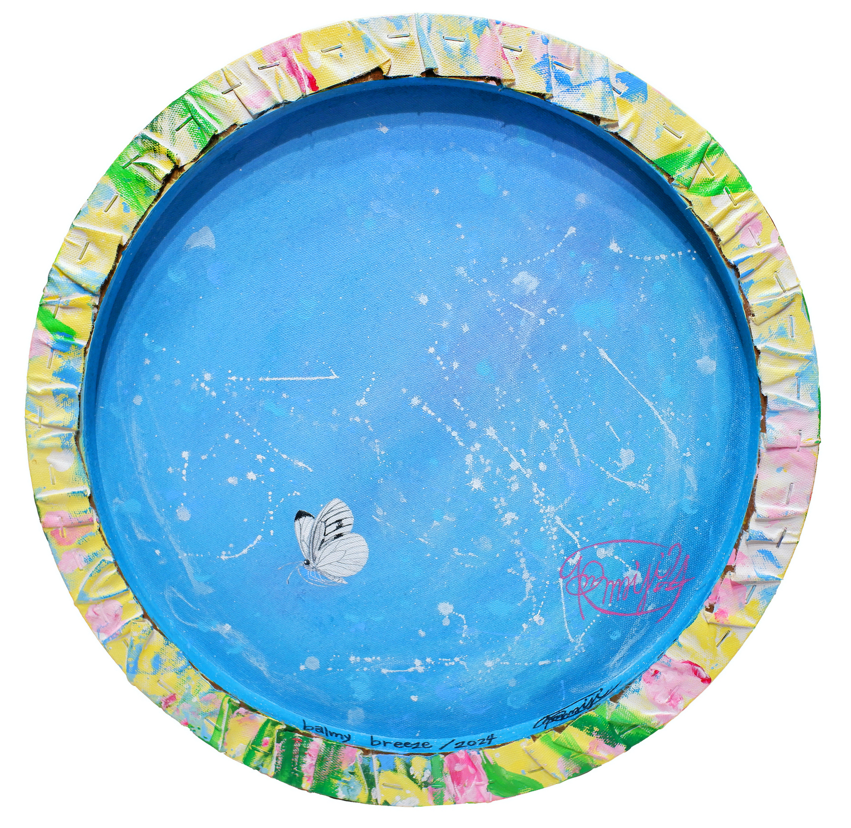 『 balmy breeze 』acrylic, mixed-media on canvas (φ40cm)