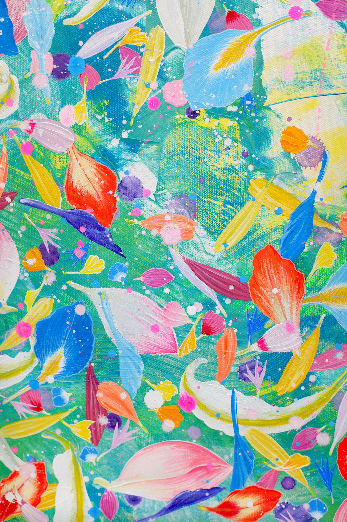『 Joyful  』acrylic, mixed-media on canvas (φ60cm)