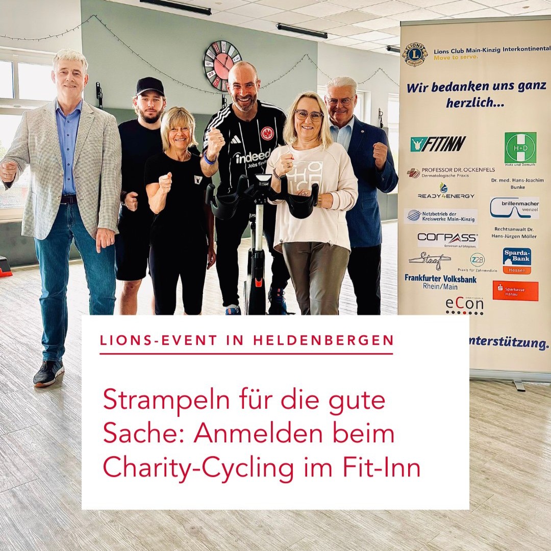 Lions Club Main-Kinzig Interkontinental veranstaltet am 27.09.2025 das 5. Charity-Cycling im Fit-Inn Heldenbergen