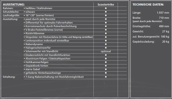 Technische Daten Scootertrike