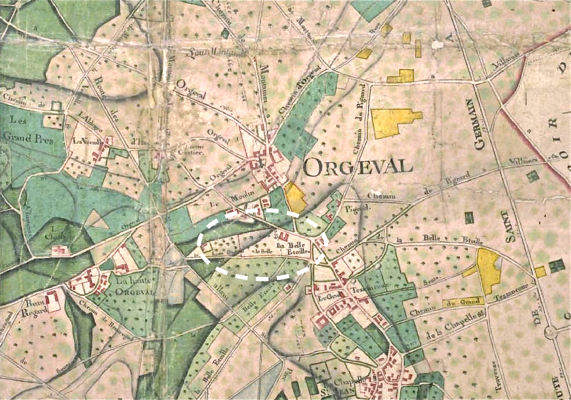 Plan d'intendance de la paroisse d'Orgeval, 1787 - Source: Archives 78