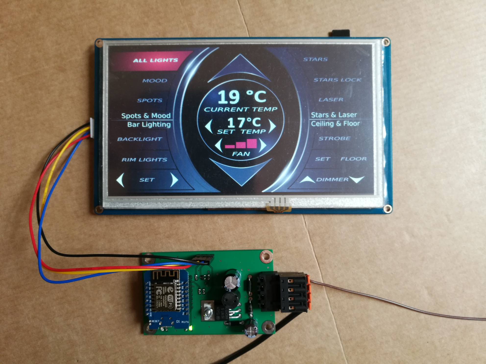 Nextion touch panel and panel board