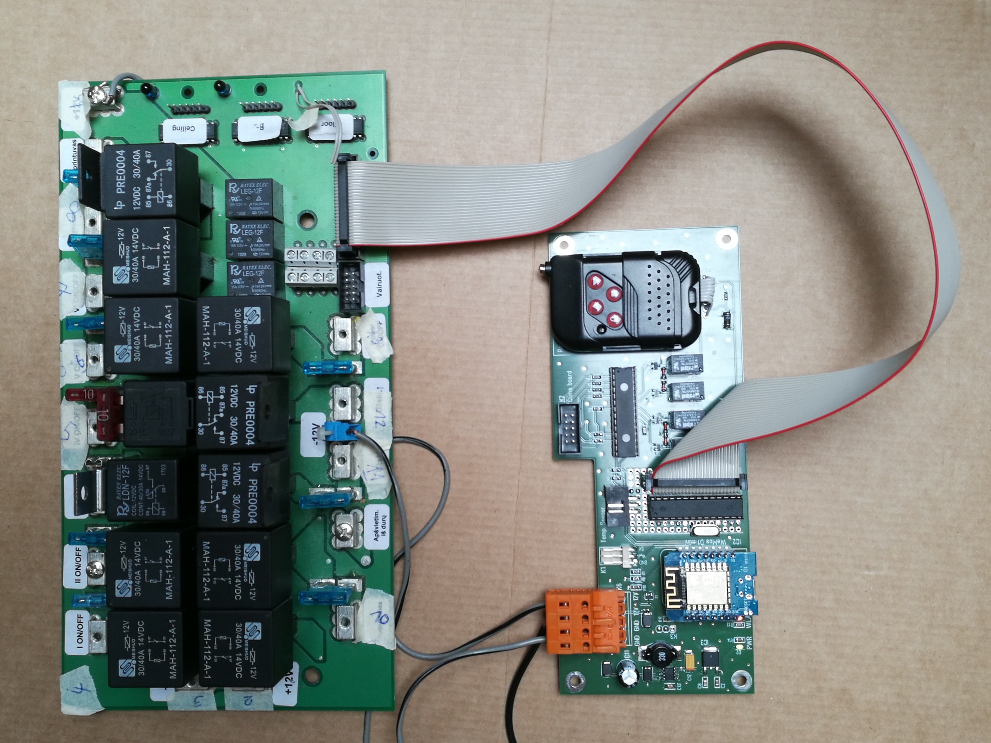 Controlboard mit angeschlossener Relaisplatine