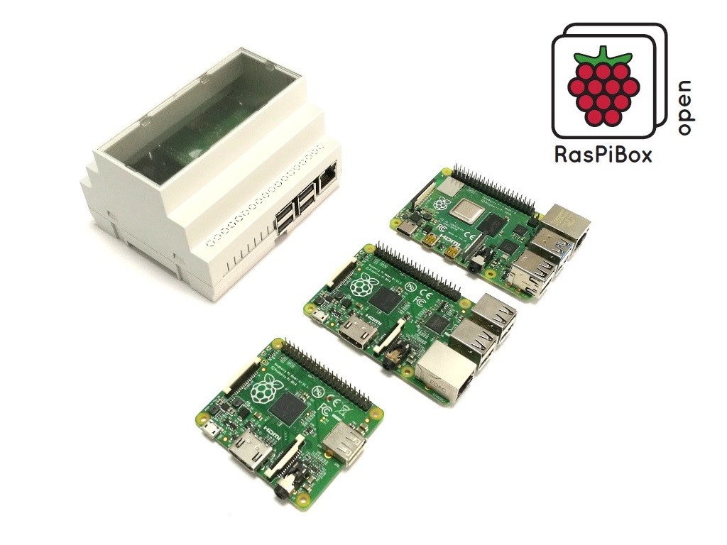 RasPiBox Open cap rail / DIN rail enclosure kit for Raspberry Pi