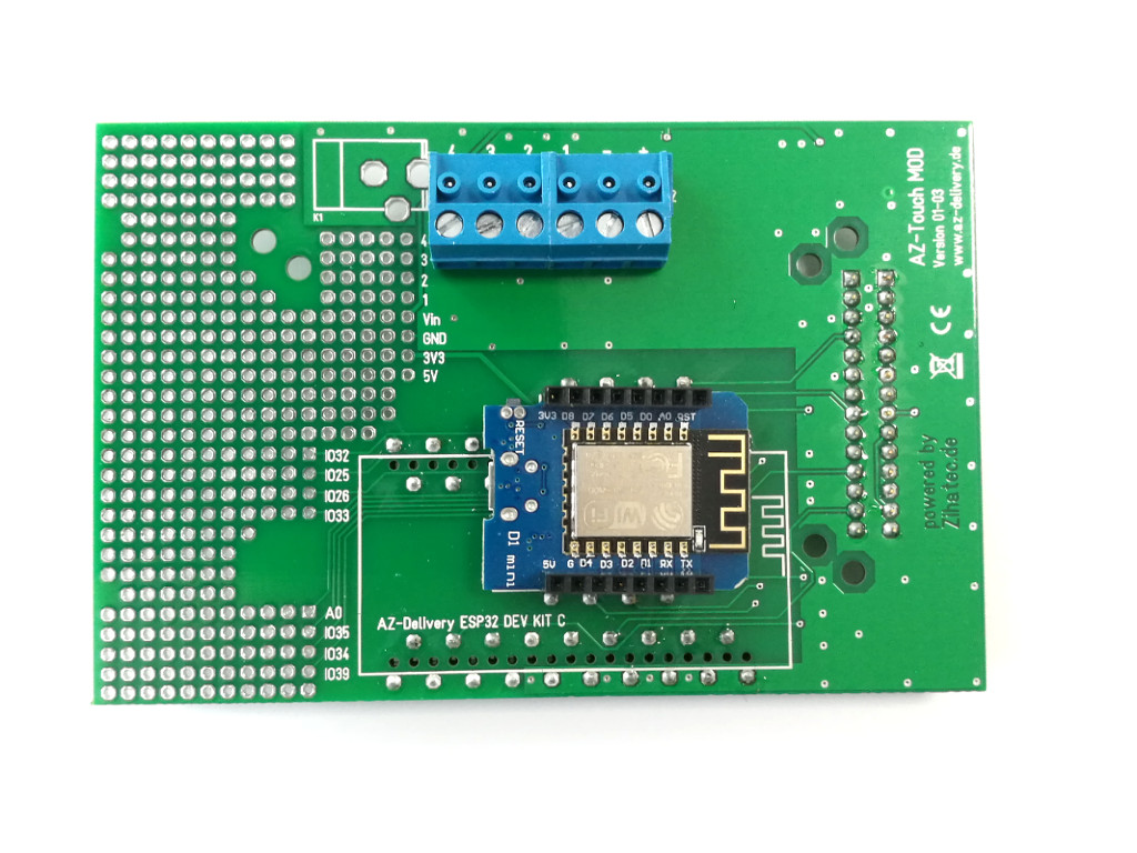  pcb bottom view with mounted D1 Mini (ESP8266)