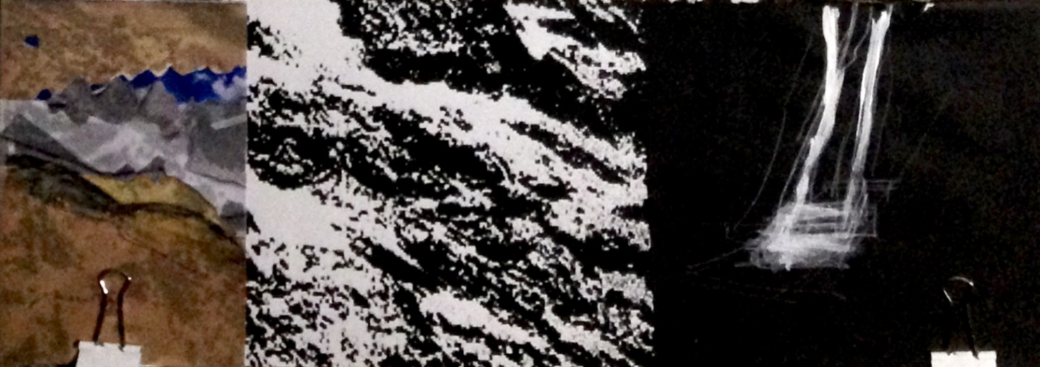 Raum: Stein, Gebirge und Luft, Mischtechnik, 14,85 x 42 cm, 2019
