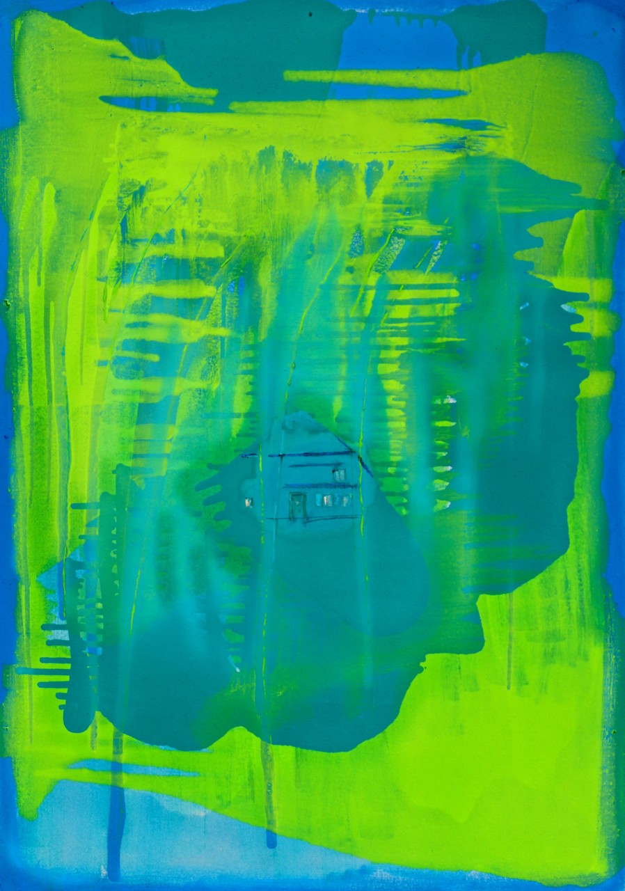 SCHWARZWALD - HAUS AM SEE, 2015, Johannes Morten, 70 x 100 cm, Öl auf Finnpappe