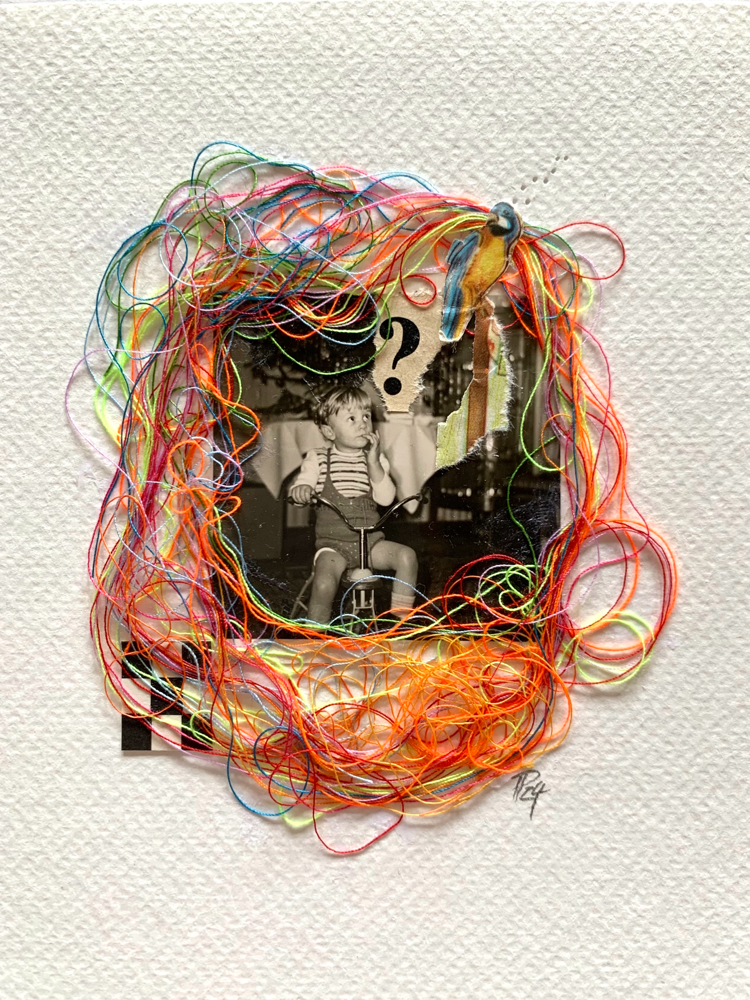 „tangle“, Februllage2024/Tag 10, Mixedmediacollage auf Aquarellpapier, 12cm x 16cm (no.12/2024)