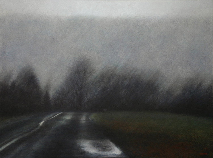 Un soir soulevant la pluie - acrylique sur bois - 60x80 cm - 2015 -  M.Pavlïn