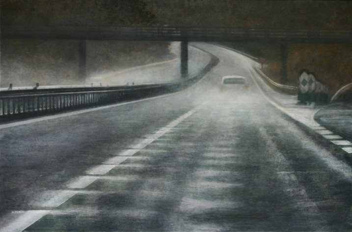 A10E05, pluie - acrylique sur bois - 40x61 cm - 2010 - M.Pavlïn