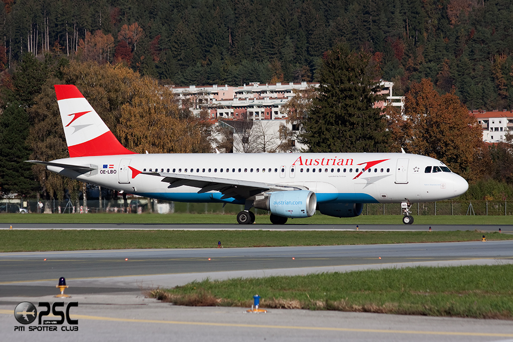OE-LBO A320-214 776 Austrian Airlines @ Innsbruck Airport 26.10.2013 © Piti Spotter Club Verona