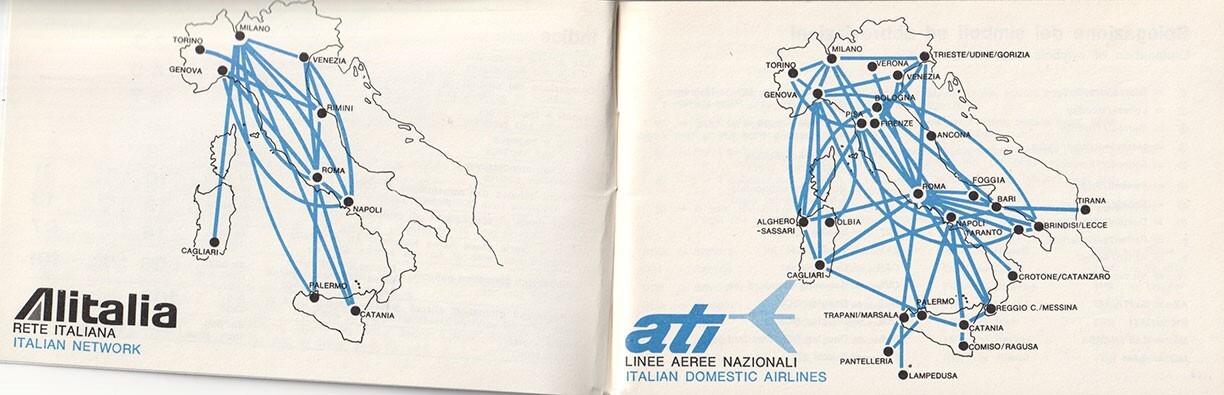 Orario ufficiale Alitalia 1972 - Credit: airline timetable images