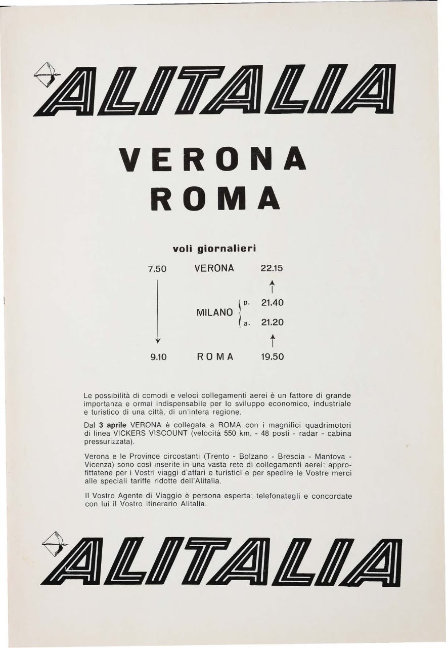 Inserzione pubblicitaria Alitalia - 1963 - fonte: web