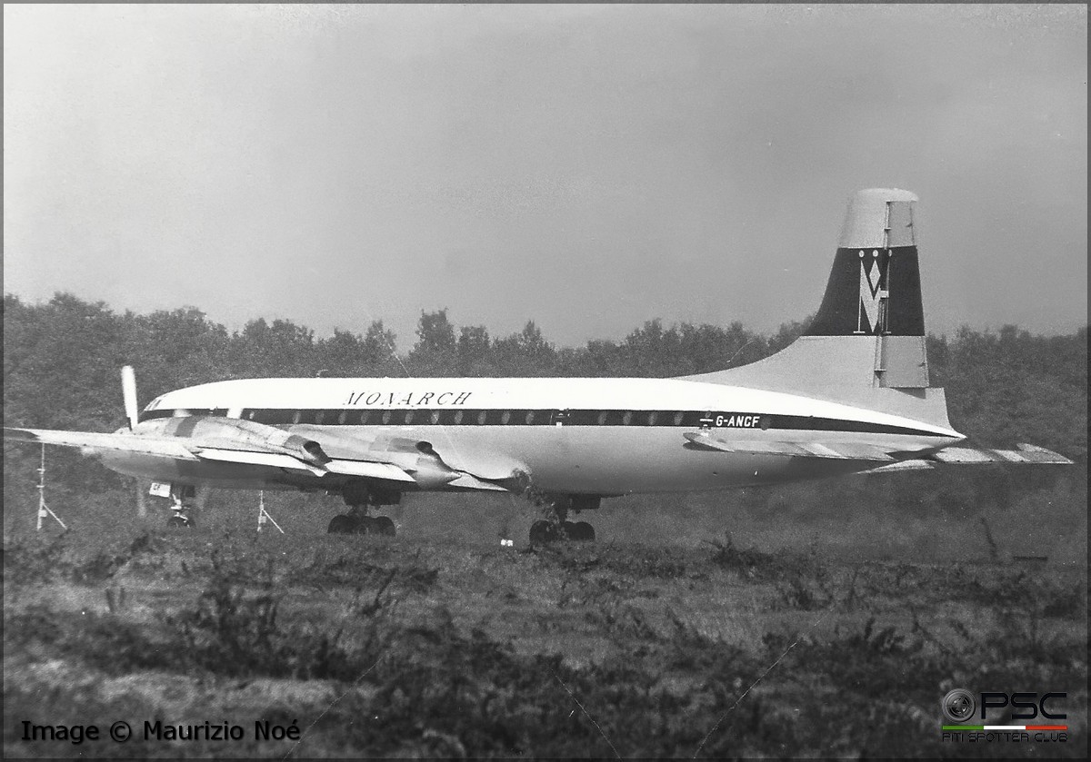 G-ANCF Bristol 175 Britannia 308F 12922  Bristol Proteus  Monarch Airlines 1958  © collezione Maurizio Noè p.g.c. - Piti Spotter Club Verona