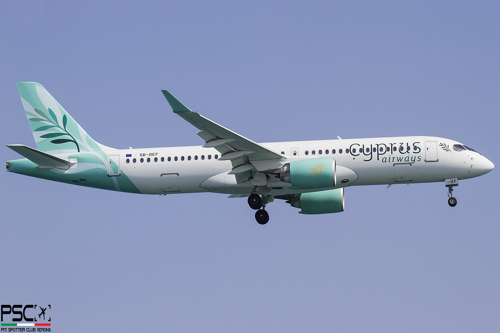 5B-DEF Airbus A220-300 55344  PW1524G-3  Cyprus Airways (Azorra Aviation) 2025  @ Larnaca LCA 08 2025 © Piti Spotter Club Verona