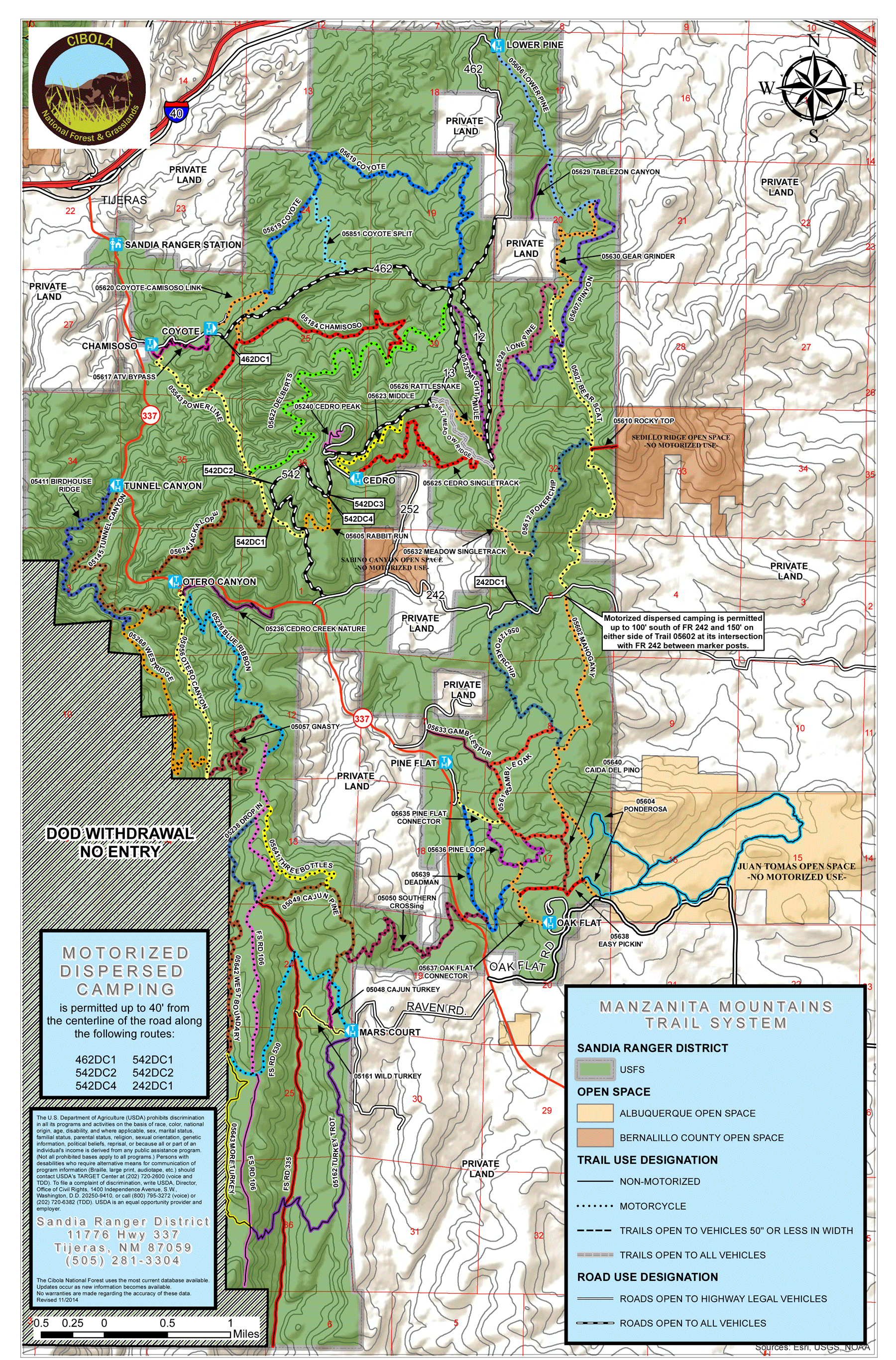 Manzanita Mountains trail map - Cibola National Forest Trails In The Manzanita Mountains Near Albuquerque And Tijeras New Mexico 