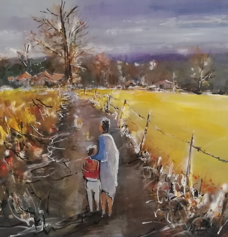 Alain GUICHARD  "Retour à la ferme" acrylique