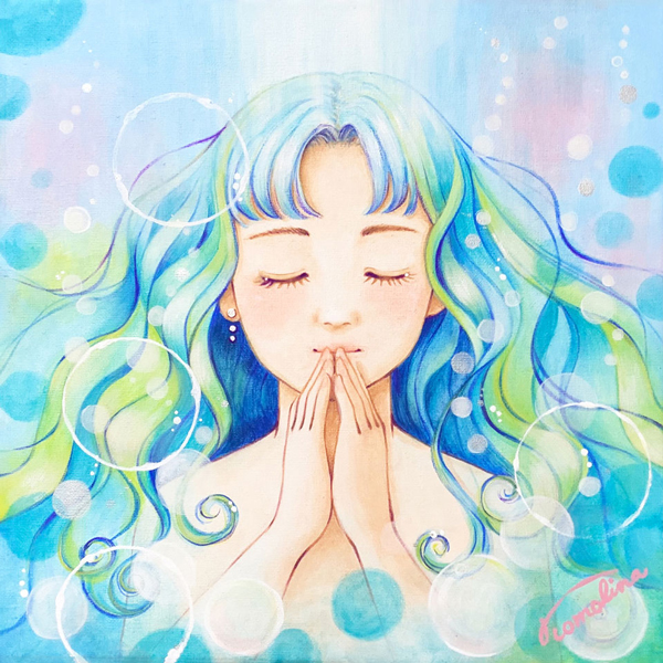 妖精絵師ともりーな　祈り　アクリル絵具